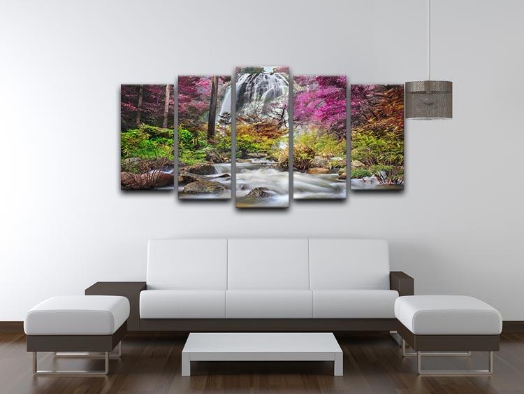 Klonglan Waterfall 5 Split Panel Canvas - Canvas Art Rocks - 3