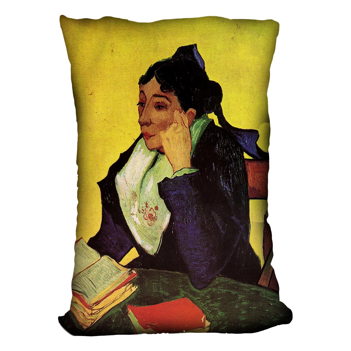 L'Arlesienne Madame Ginoux with Books by Van Gogh Cushion