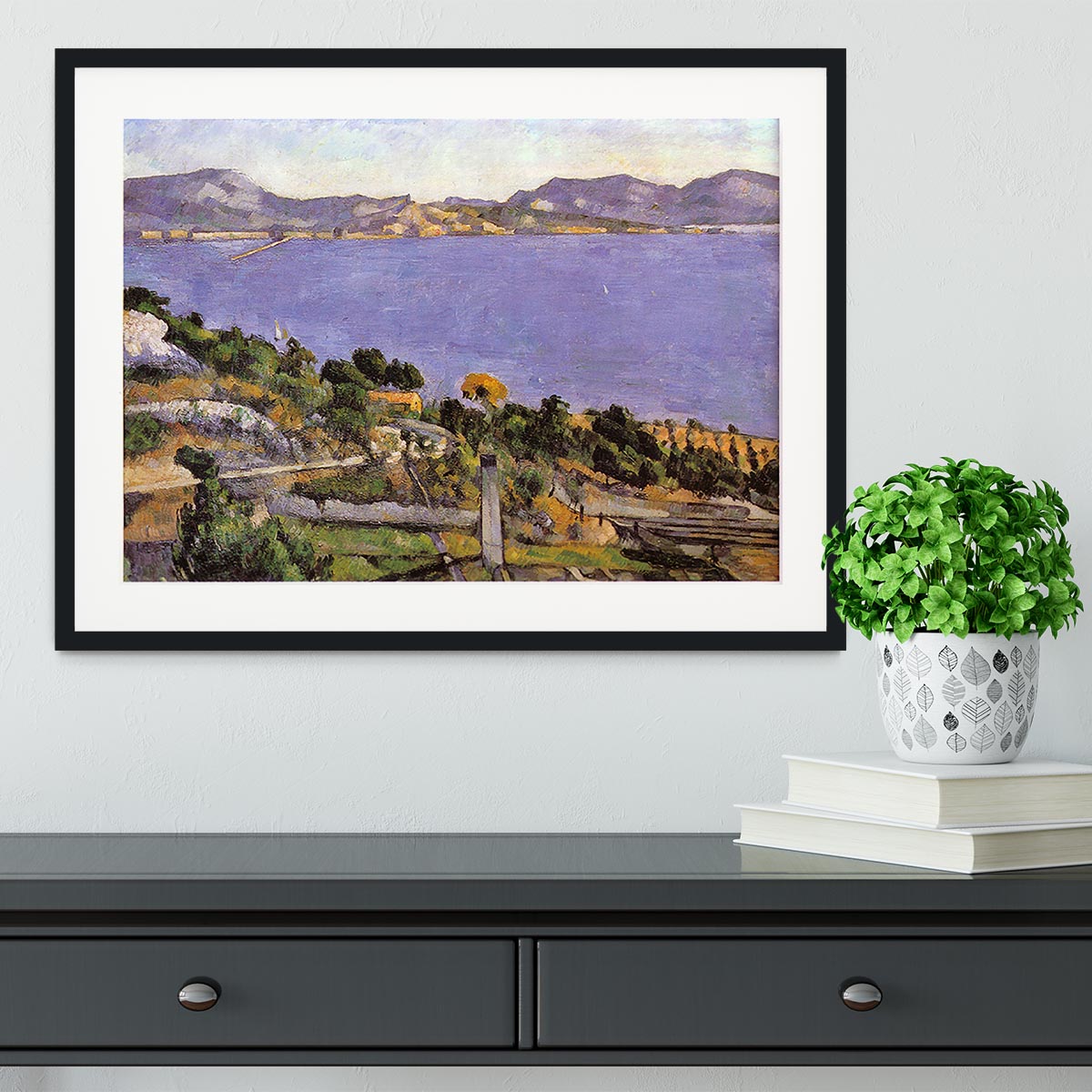 L Estaque vue du golfe de Marseille 1878 by Cezanne Framed Print - Canvas Art Rocks - 1