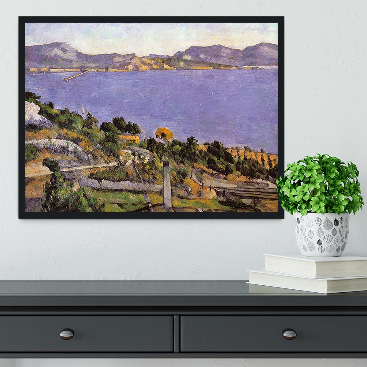 L Estaque vue du golfe de Marseille 1878 by Cezanne Framed Print - Canvas Art Rocks - 2