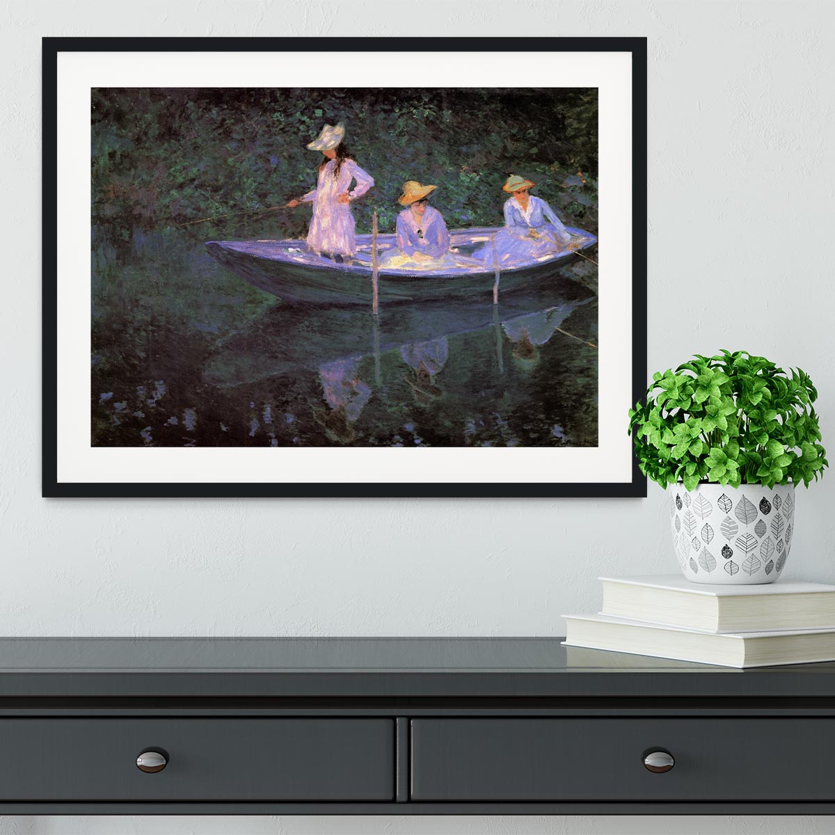 La Barque at Giverny by Monet Framed Print - Canvas Art Rocks - 1