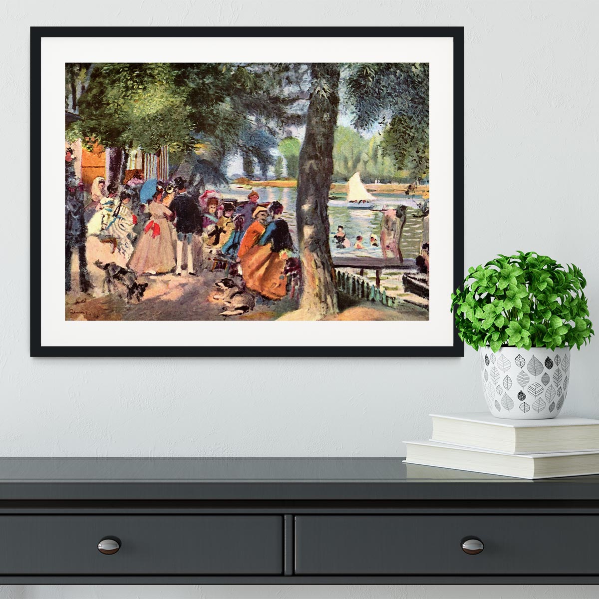 La Grenouillere by Renoir Framed Print - Canvas Art Rocks - 1