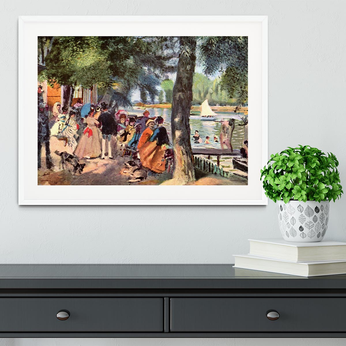 La Grenouillere by Renoir Framed Print - Canvas Art Rocks - 5
