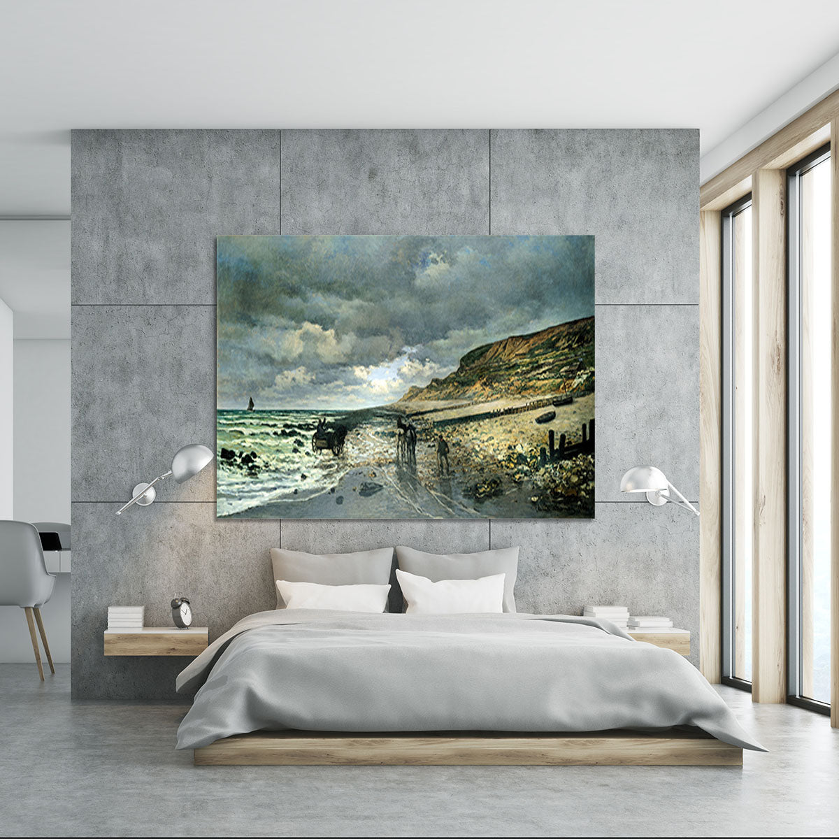 La Pointe del Heve at low tide by Monet Canvas Print or Poster - Canvas Art Rocks - 5