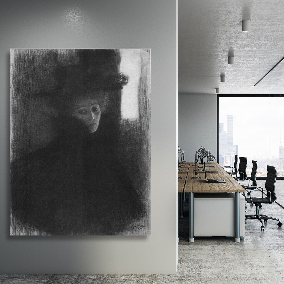 Lady in hat and cape by Klimt Canvas Print or Poster - Canvas Art Rocks - 3