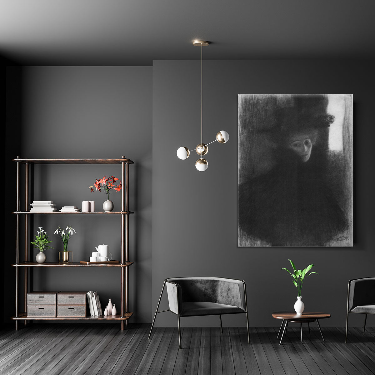 Lady in hat and cape by Klimt Canvas Print or Poster - Canvas Art Rocks - 5