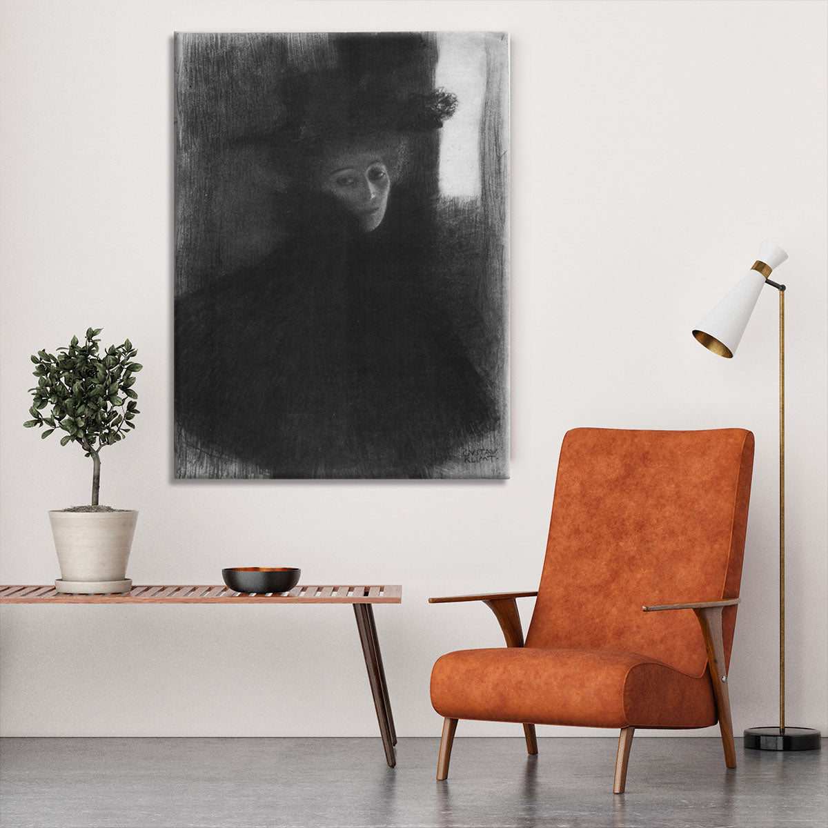 Lady in hat and cape by Klimt Canvas Print or Poster - Canvas Art Rocks - 6