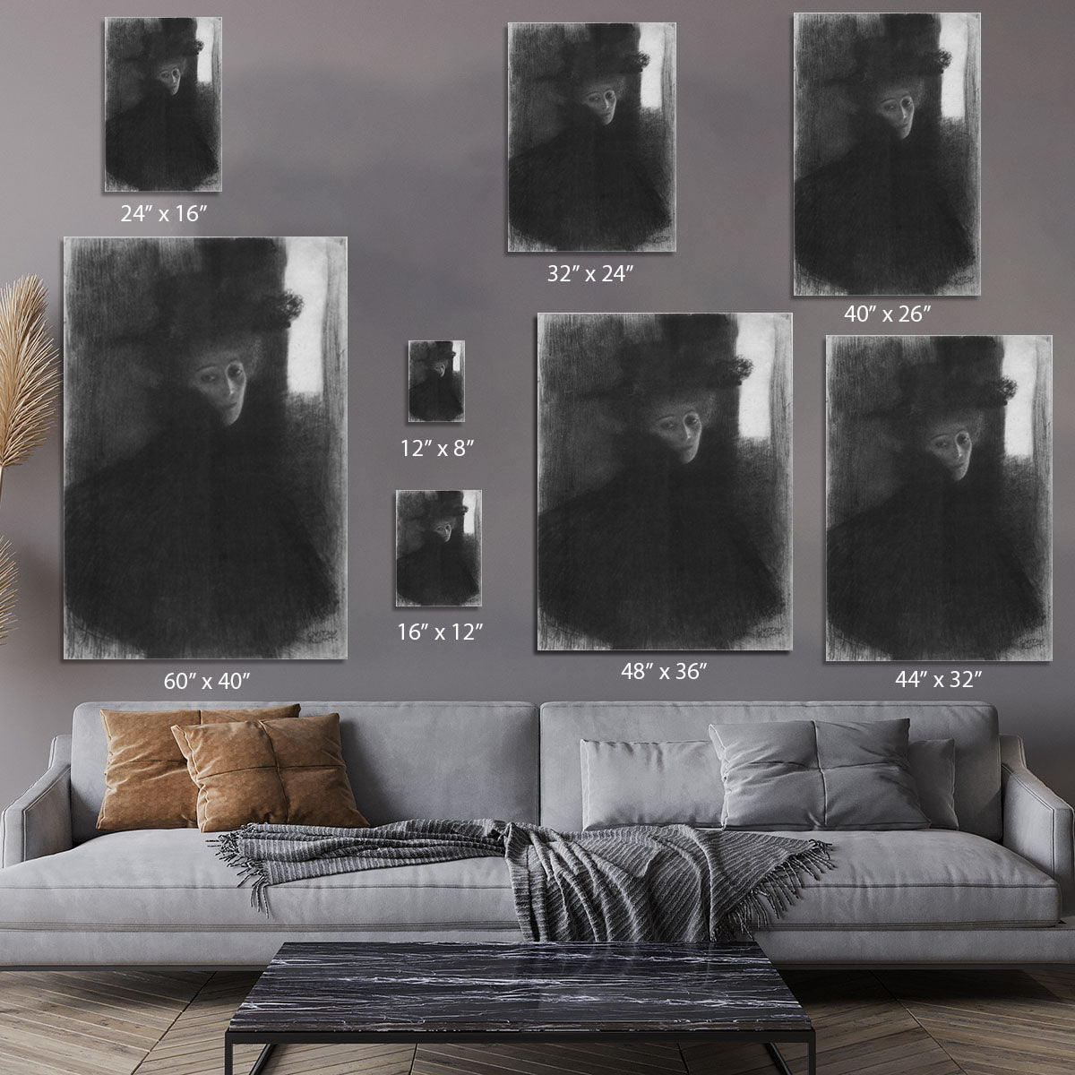 Lady in hat and cape by Klimt Canvas Print or Poster - Canvas Art Rocks - 7