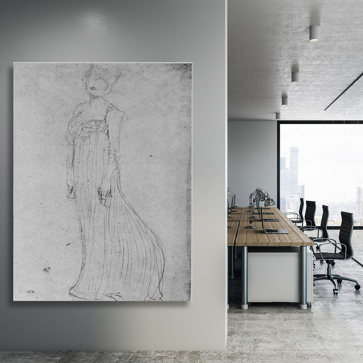 Lady in long dress by Klimt Canvas Print or Poster - Canvas Art Rocks - 3