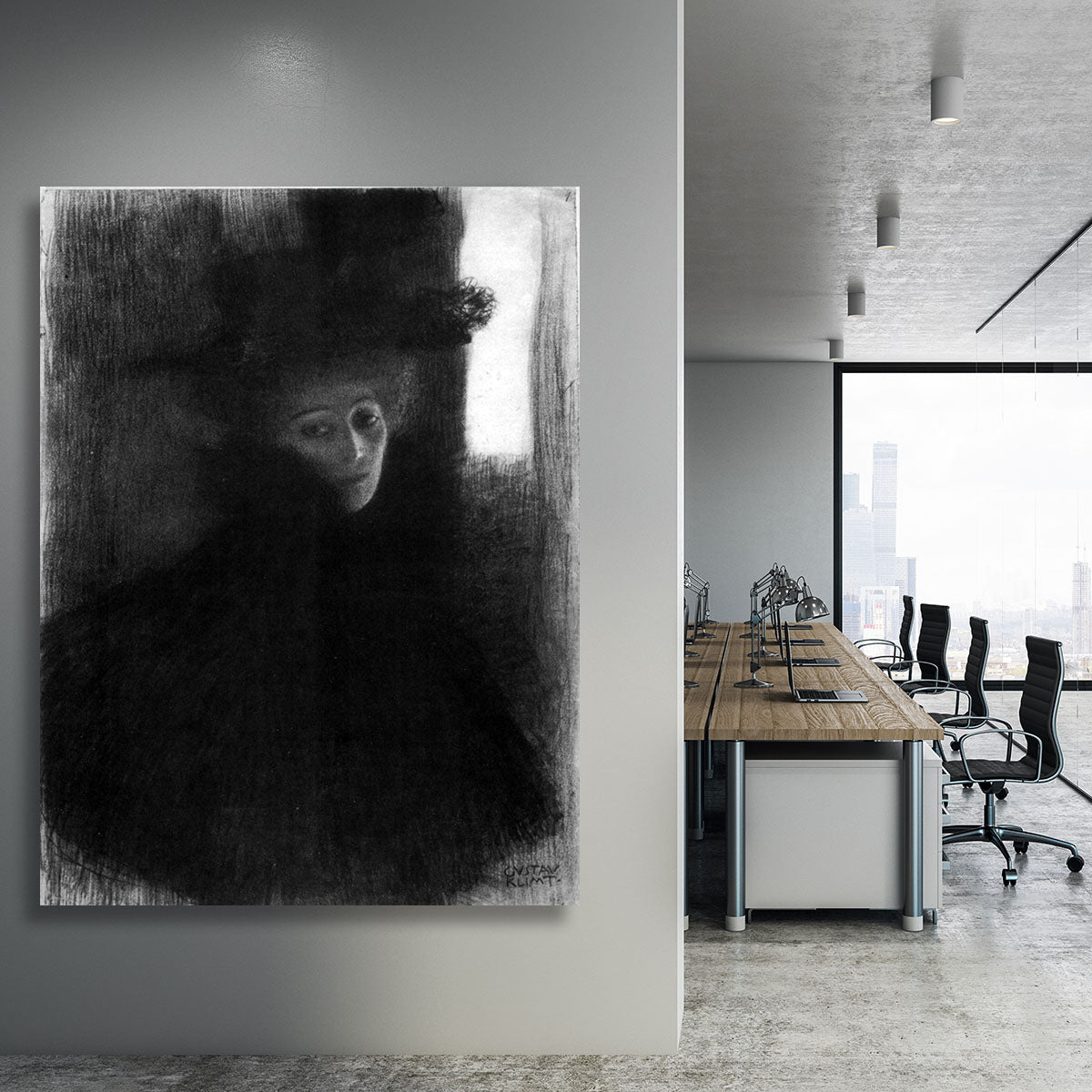 Lady with a hat and Cape by Klimt Canvas Print or Poster - Canvas Art Rocks - 3