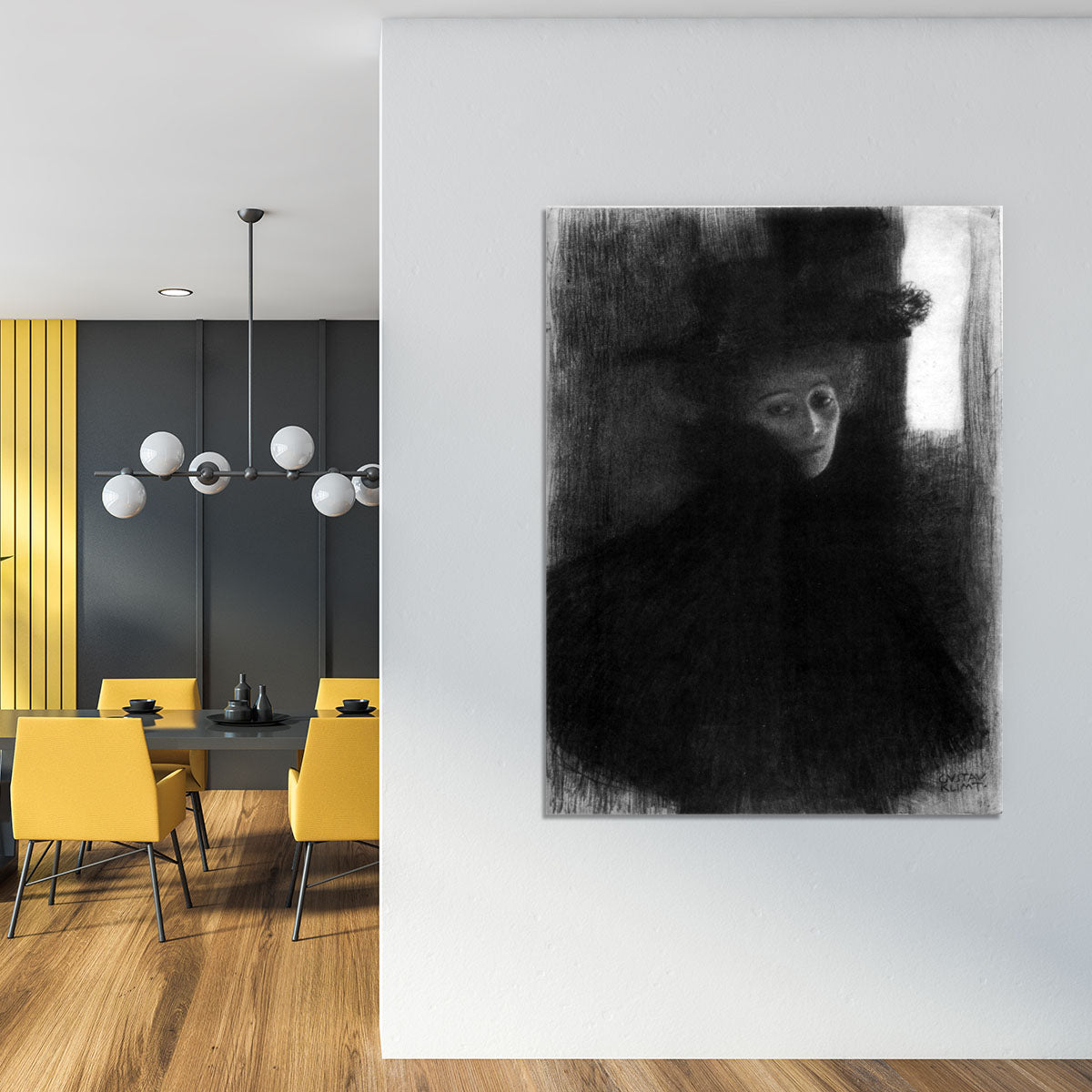 Lady with a hat and Cape by Klimt Canvas Print or Poster - Canvas Art Rocks - 4