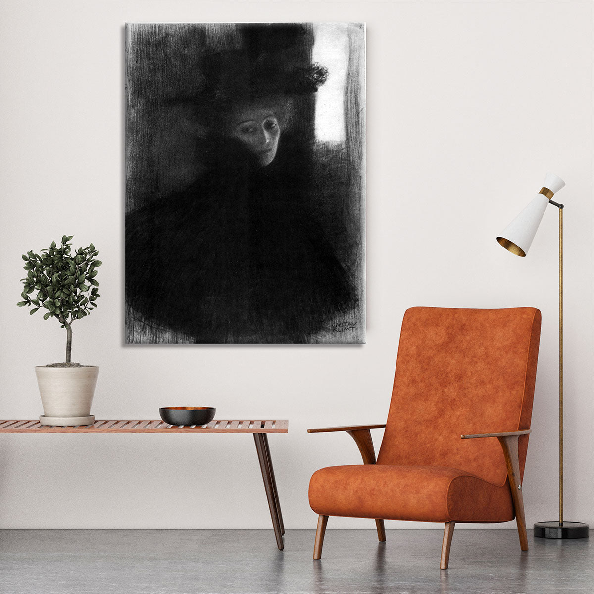 Lady with a hat and Cape by Klimt Canvas Print or Poster - Canvas Art Rocks - 6