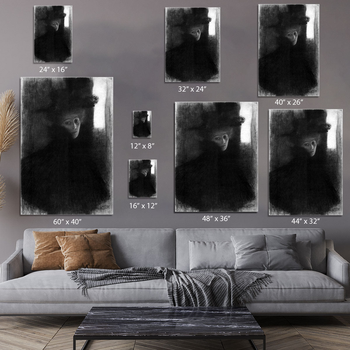 Lady with a hat and Cape by Klimt Canvas Print or Poster - Canvas Art Rocks - 7