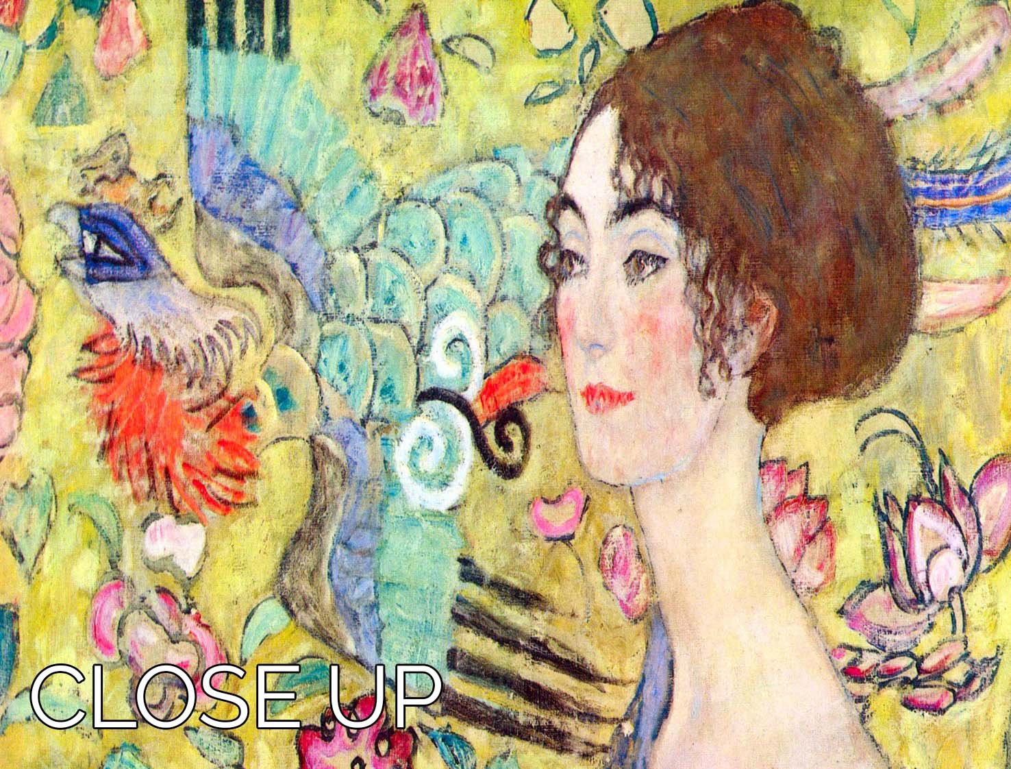 Lady with fan by Klimt 3 Split Panel Canvas Print - Canvas Art Rocks - 3