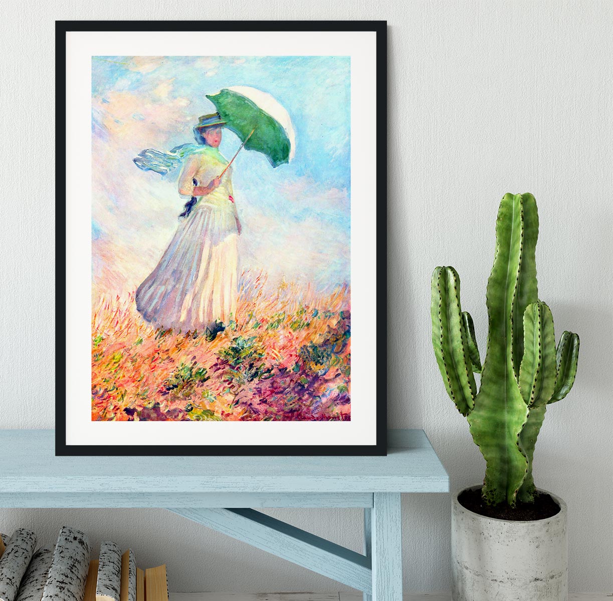 Lady with sunshade study by Monet Framed Print - Canvas Art Rocks - 1