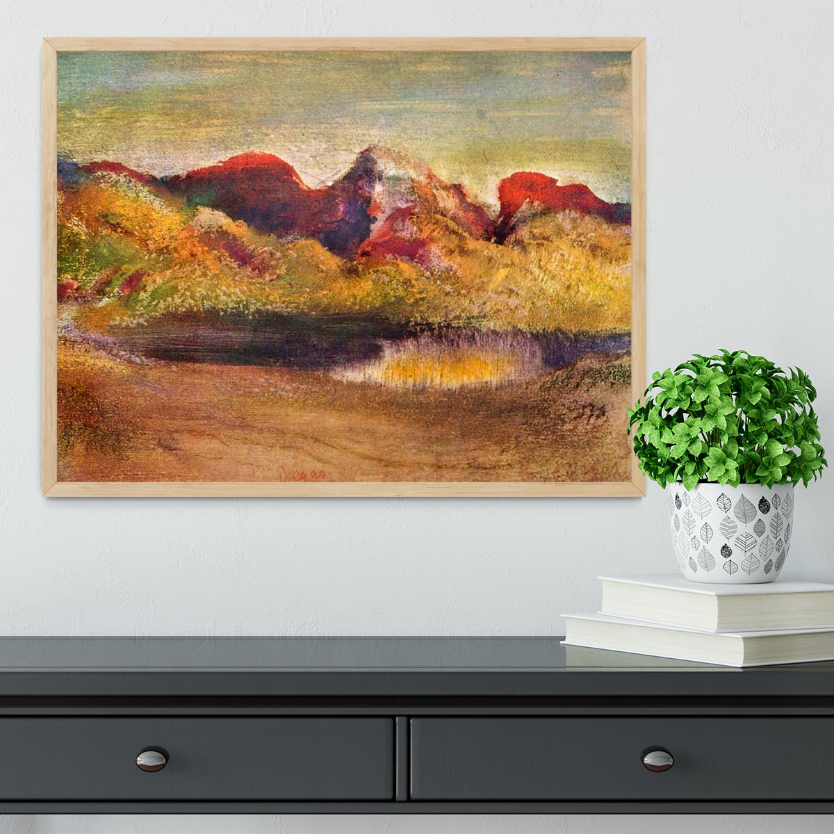 Lake and mountains by Degas Framed Print - Canvas Art Rocks - 4