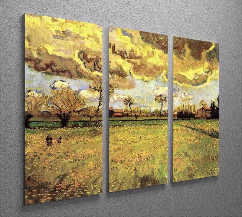 Landscape Under a Stormy Sky by Van Gogh 3 Split Panel Canvas Print - Canvas Art Rocks - 4
