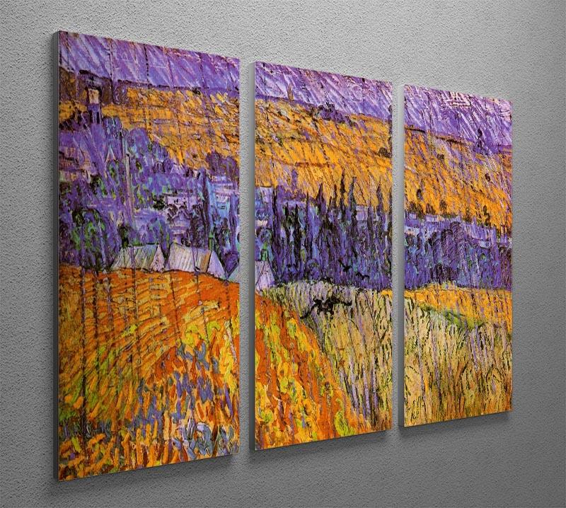 Landscape at Auvers in the Rain by Van Gogh 3 Split Panel Canvas Print - Canvas Art Rocks - 4