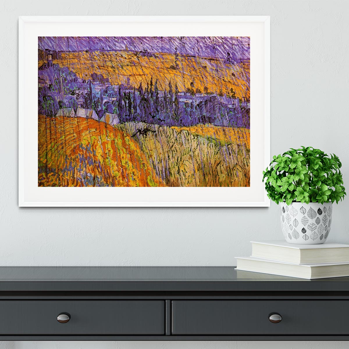 Landscape at Auvers in the Rain by Van Gogh Framed Print - Canvas Art Rocks - 5