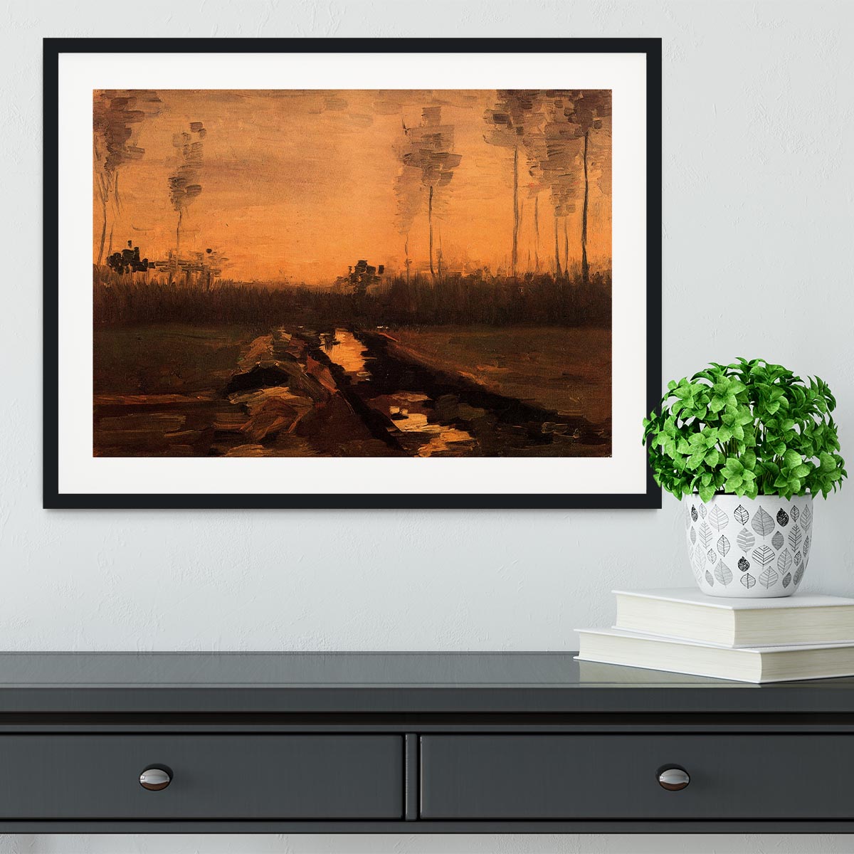 Landscape at Dusk by Van Gogh Framed Print - Canvas Art Rocks - 1