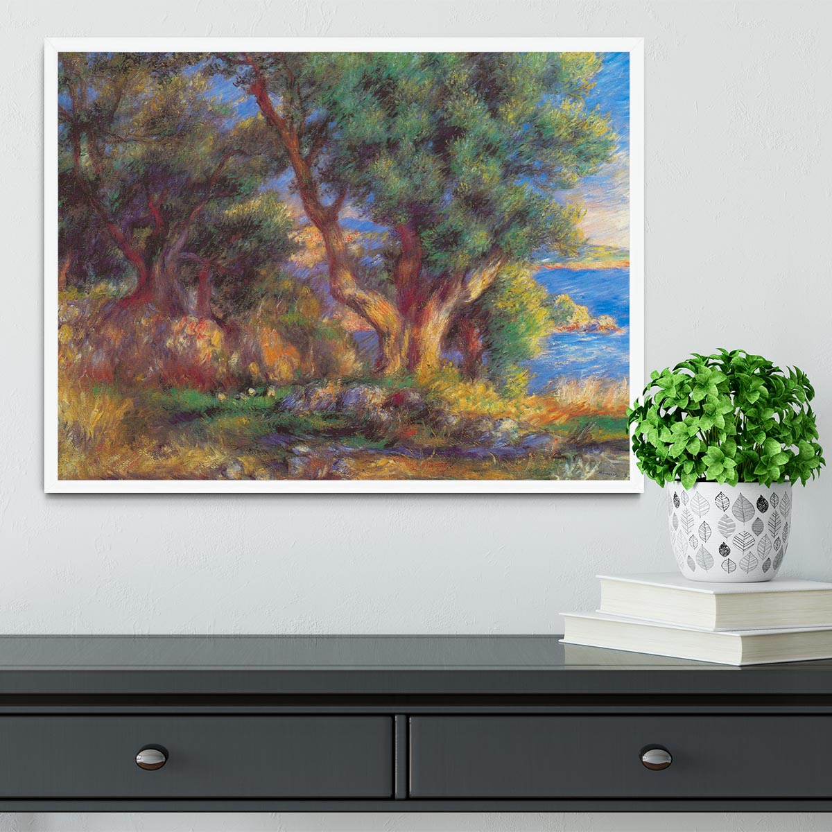 Landscape in Menton by Renoir Framed Print - Canvas Art Rocks -6