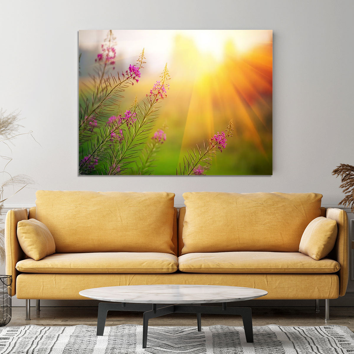 Landscape with Fireweed at sunny summer Canvas Print or Poster - Canvas Art Rocks - 4