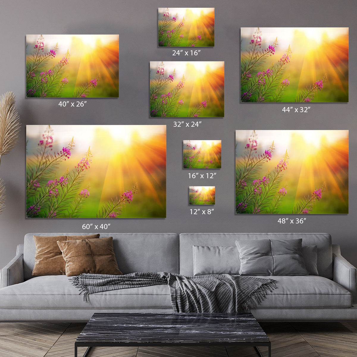 Landscape with Fireweed at sunny summer Canvas Print or Poster - Canvas Art Rocks - 7