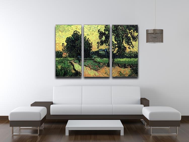 Landscape with the Chateau of Auvers at Sunset by Van Gogh 3 Split Panel Canvas Print - Canvas Art Rocks - 4