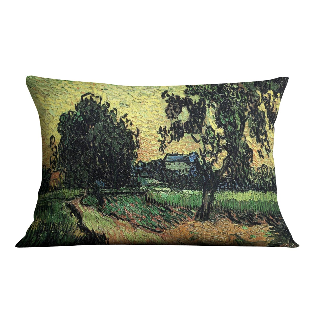Landscape with the Chateau of Auvers at Sunset by Van Gogh Cushion