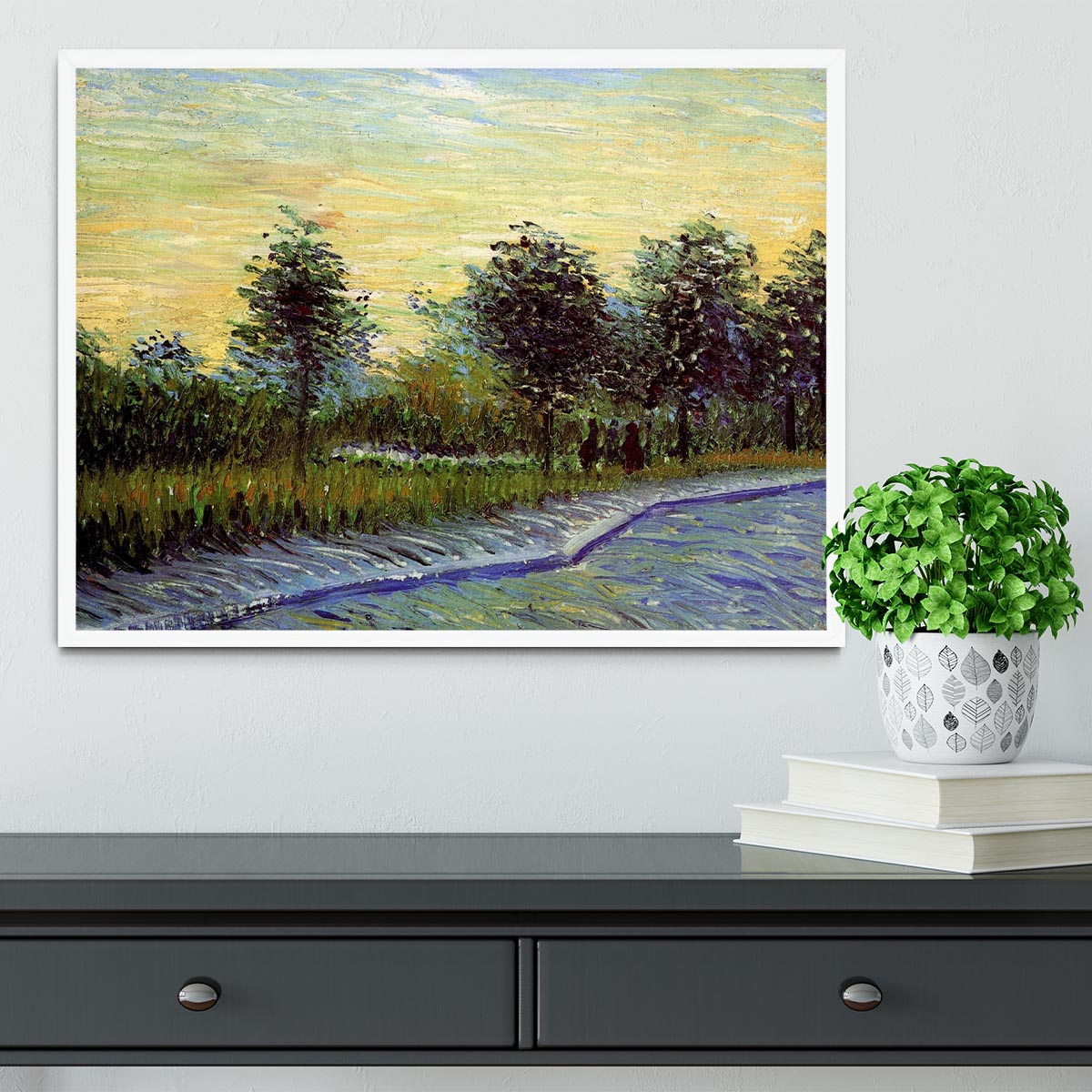 Lane in Voyer d Argenson Park at Asnieres by Van Gogh Framed Print - Canvas Art Rocks -6