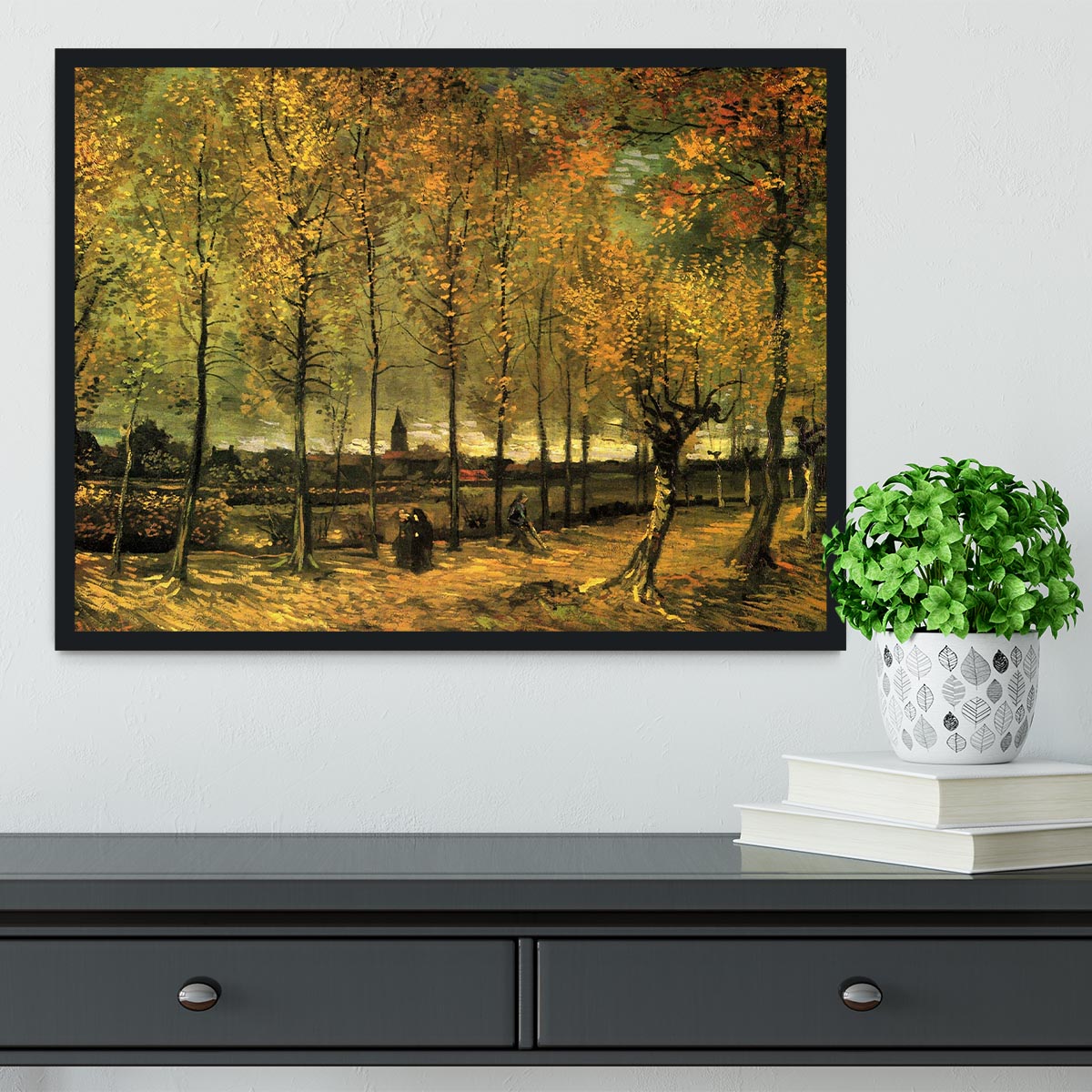 Lane with Poplars by Van Gogh Framed Print - Canvas Art Rocks - 2