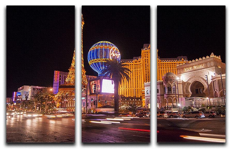 Las Vegas Blvd at Flamingo 3 Split Panel Canvas Print - Canvas Art Rocks - 1