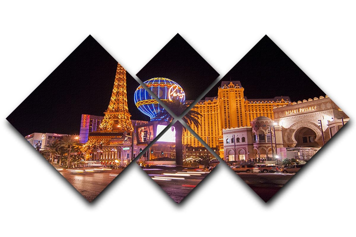 Las Vegas Blvd at Flamingo 4 Square Multi Panel Canvas  - Canvas Art Rocks - 1