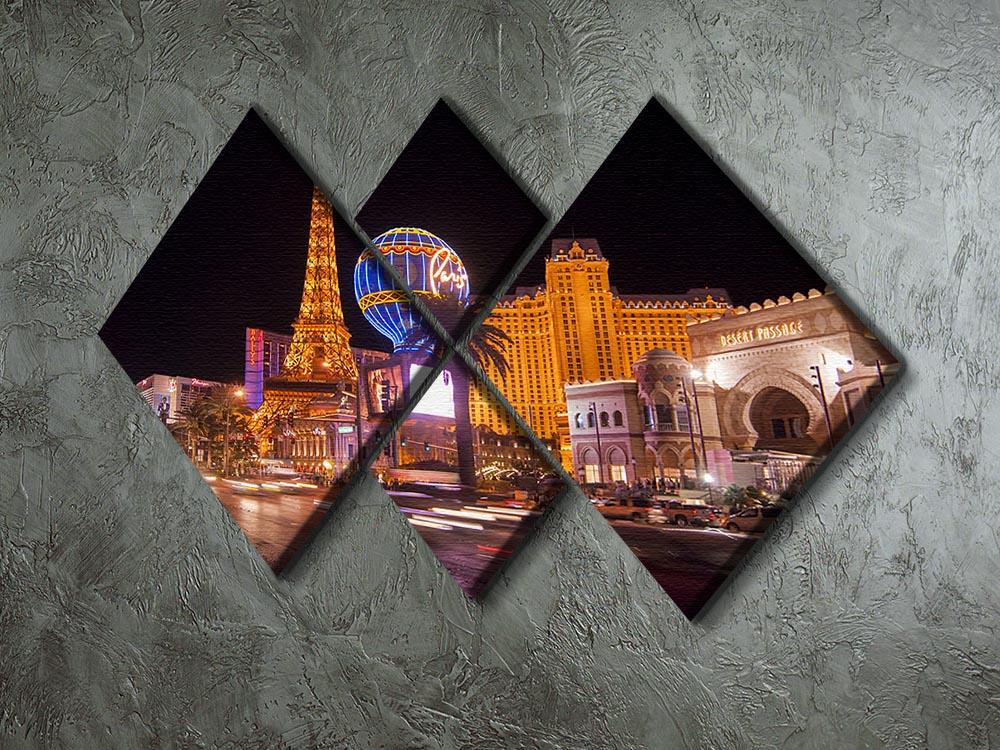 Las Vegas Blvd at Flamingo 4 Square Multi Panel Canvas - Canvas Art Rocks - 2