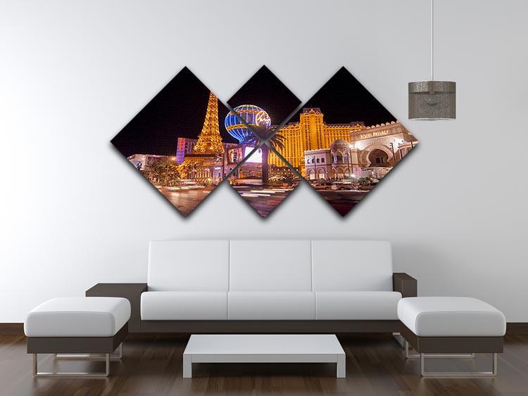 Las Vegas Blvd at Flamingo 4 Square Multi Panel Canvas - Canvas Art Rocks - 3