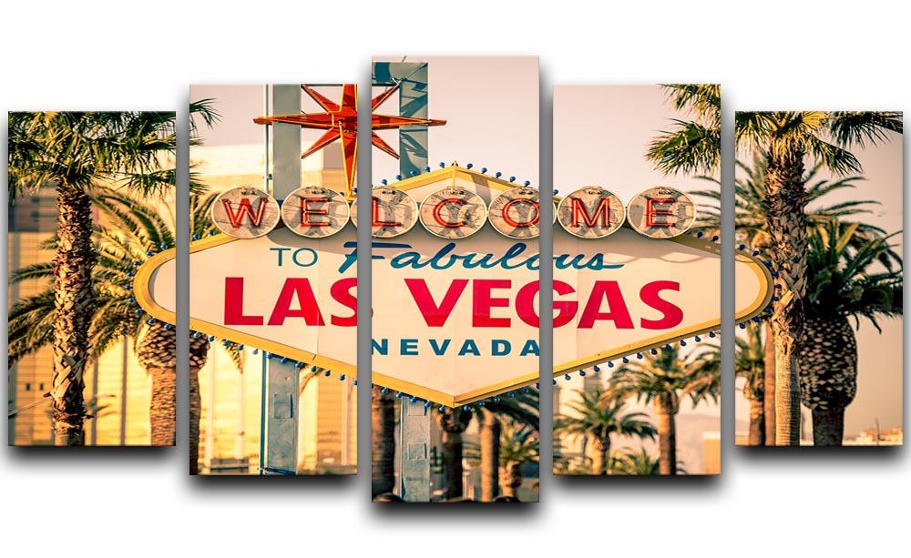 Las Vegas Welcomes You 5 Split Panel Canvas  - Canvas Art Rocks - 1