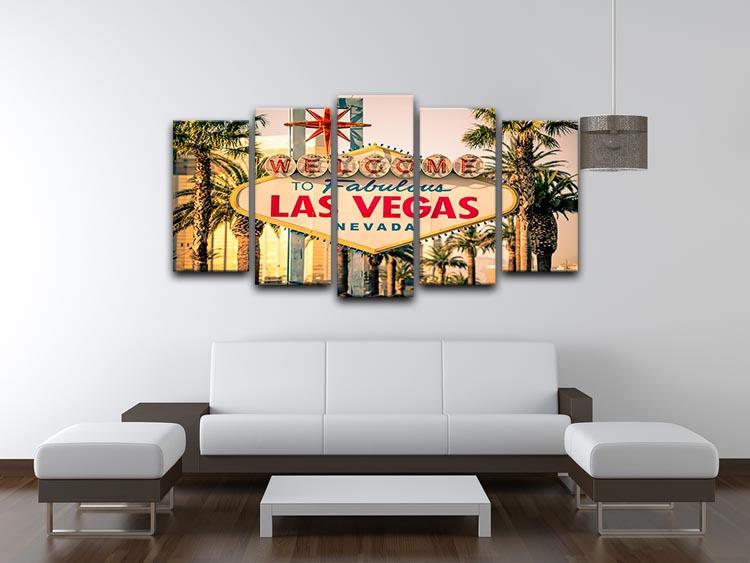 Las Vegas Welcomes You 5 Split Panel Canvas  - Canvas Art Rocks - 3
