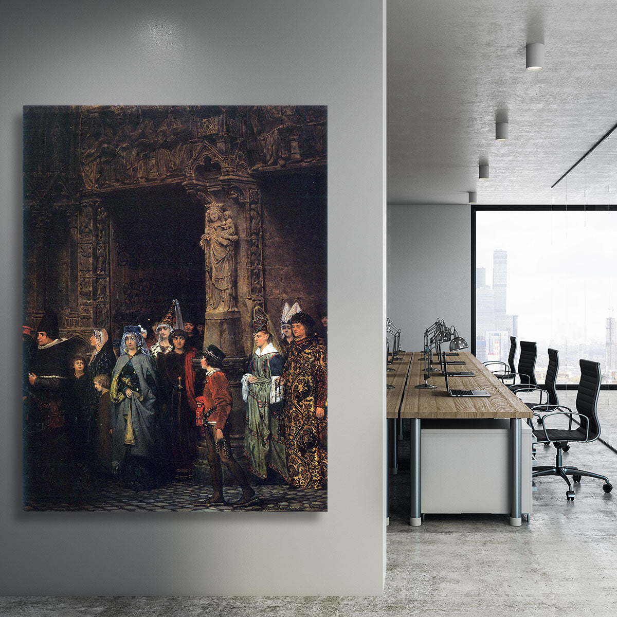 Leaving a church in the 15th Century by Alma Tadema Canvas Print or Poster - Canvas Art Rocks - 3
