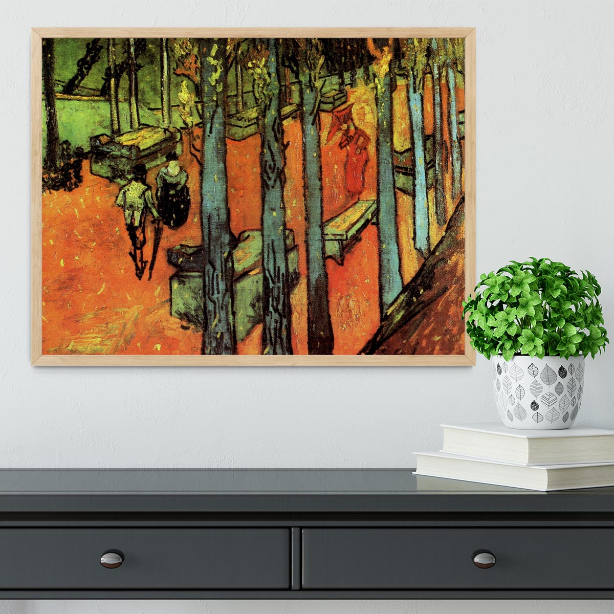 Les Alyscamps Falling Autumn Leaves by Van Gogh Framed Print - Canvas Art Rocks - 4