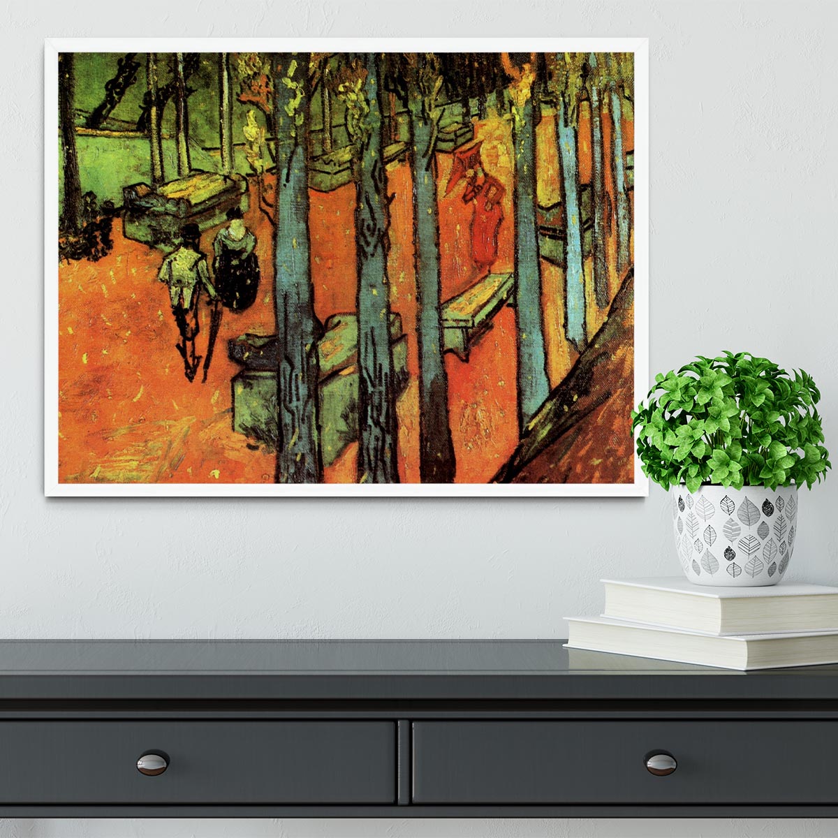 Les Alyscamps Falling Autumn Leaves by Van Gogh Framed Print - Canvas Art Rocks -6
