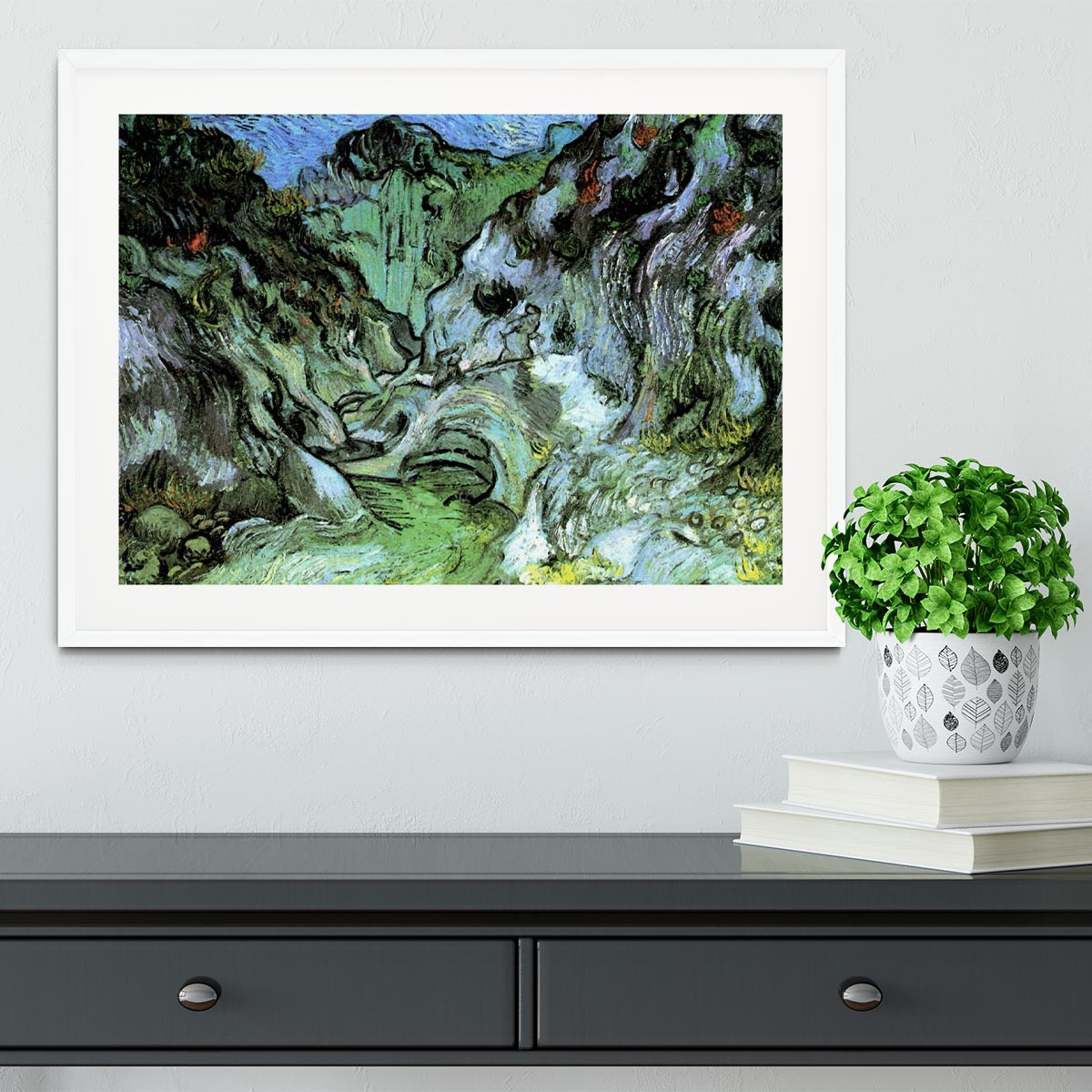Les Peiroulets Ravine 2 by Van Gogh Framed Print - Canvas Art Rocks - 5