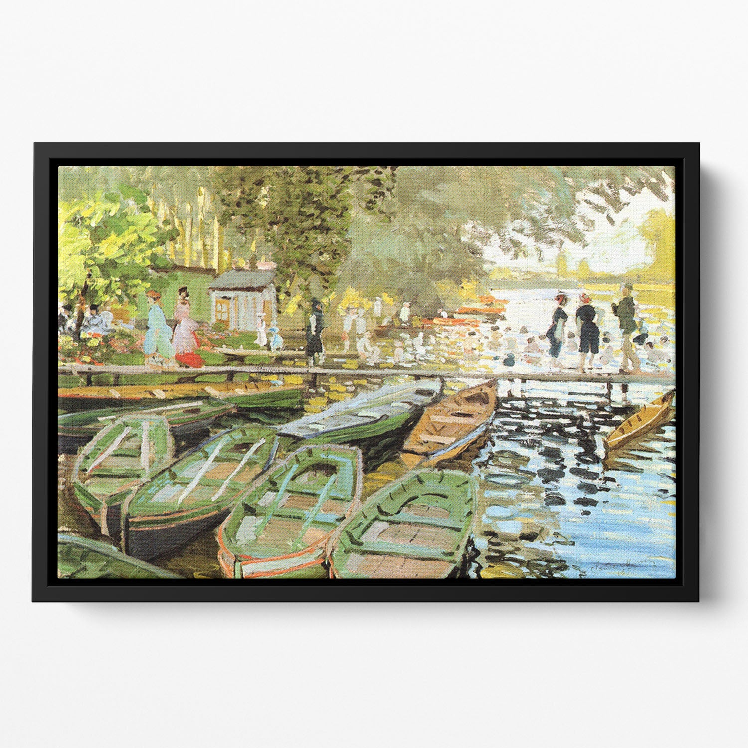 Les bain de la Grenouillere by Monet Floating Framed Canvas