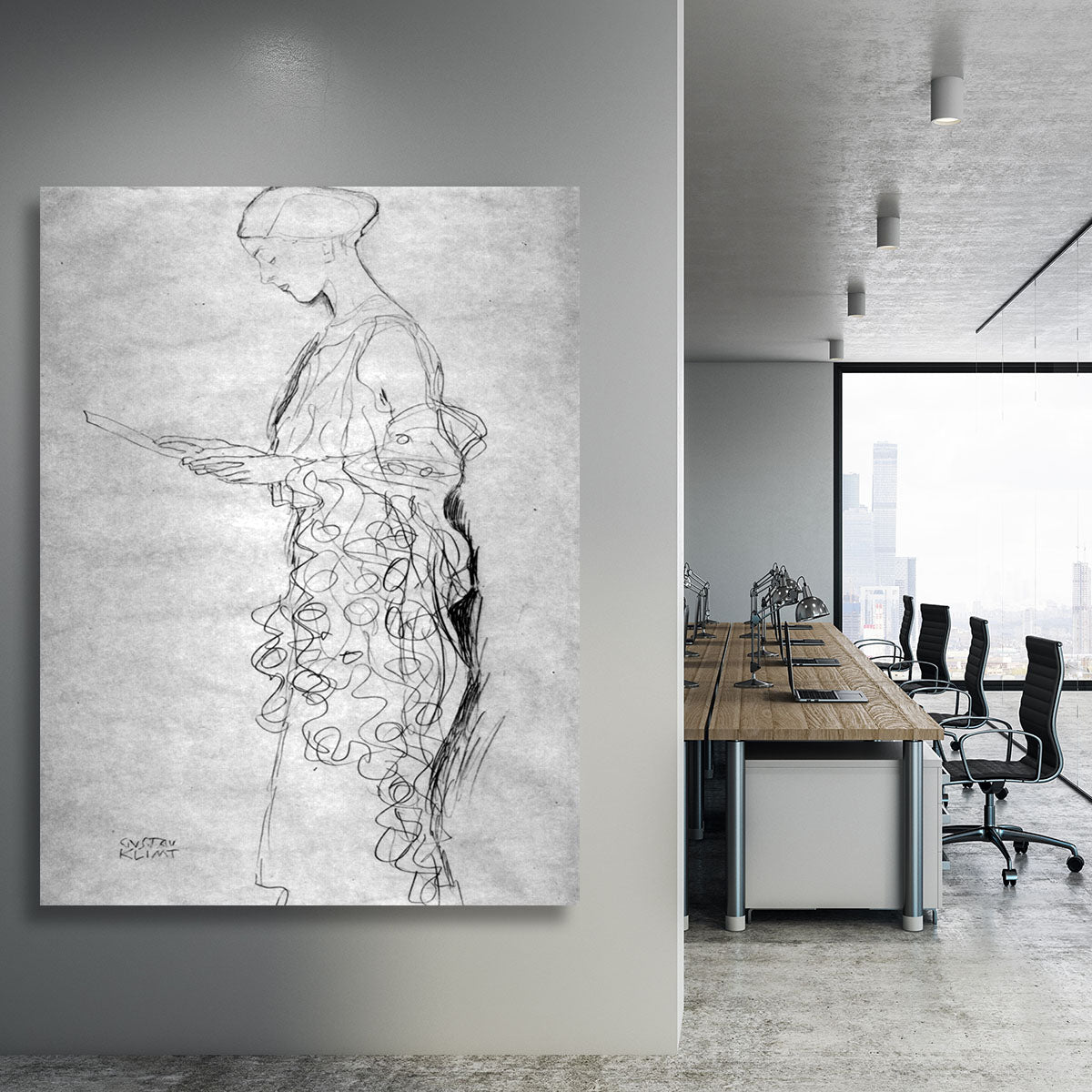 Lesendes girl in profile by Klimt Canvas Print or Poster - Canvas Art Rocks - 3