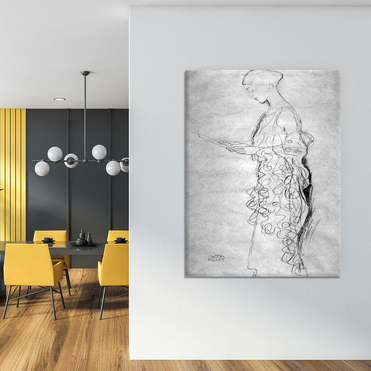 Lesendes girl in profile by Klimt Canvas Print or Poster - Canvas Art Rocks - 4