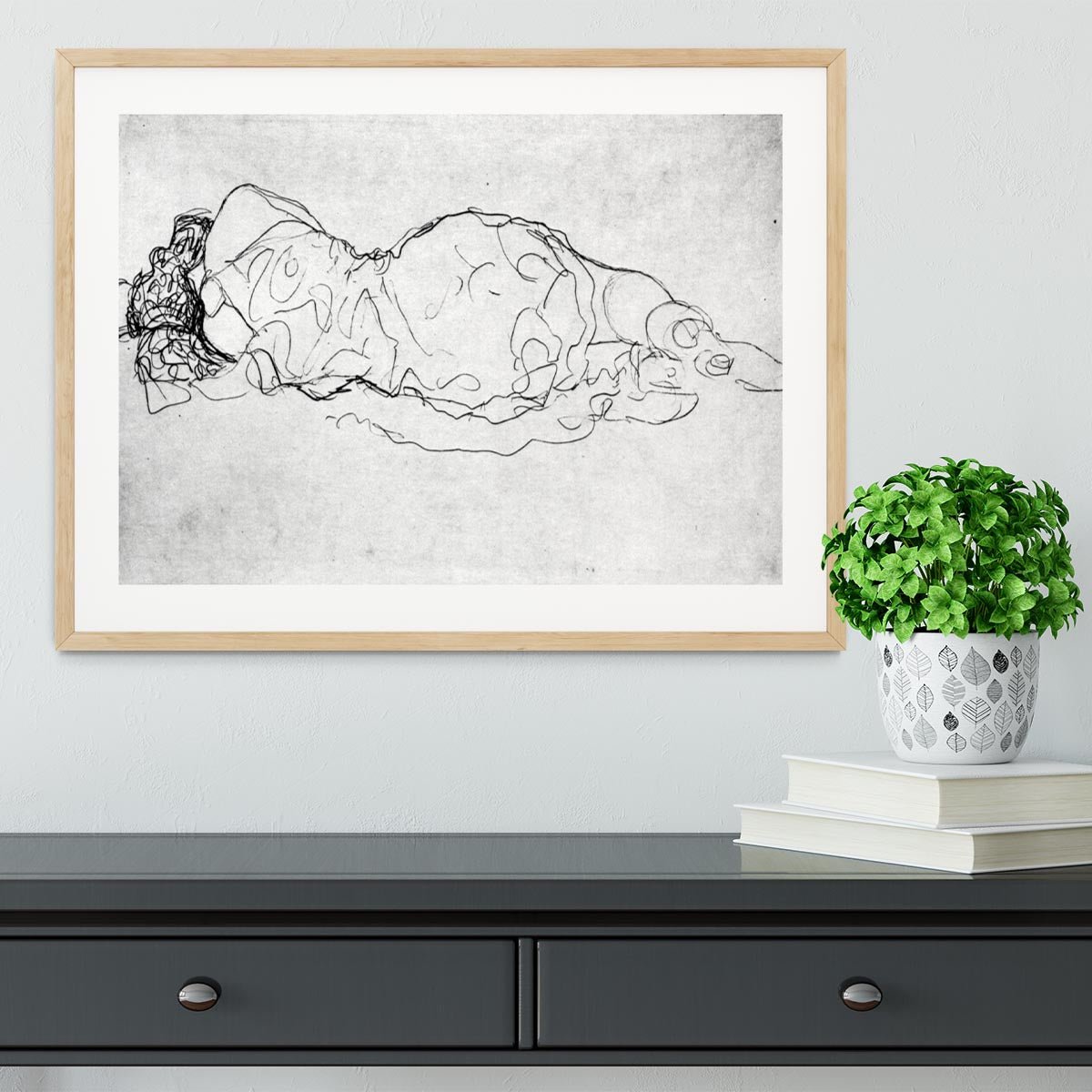 Liegende back figure by Klimt Framed Print - Canvas Art Rocks - 3