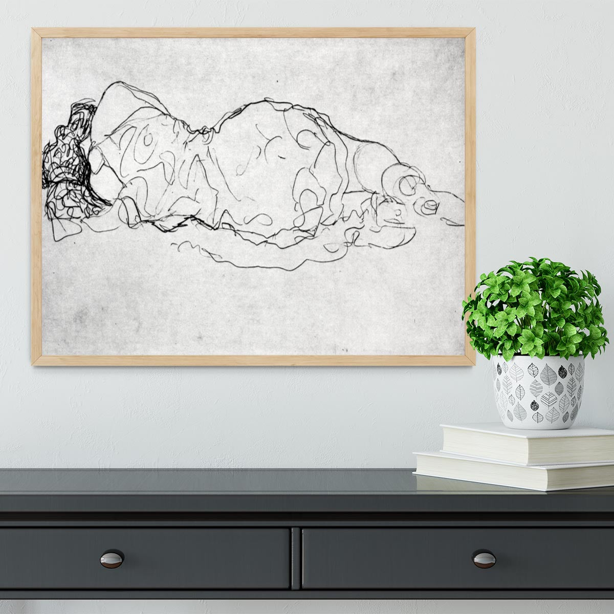Liegende back figure by Klimt Framed Print - Canvas Art Rocks - 4