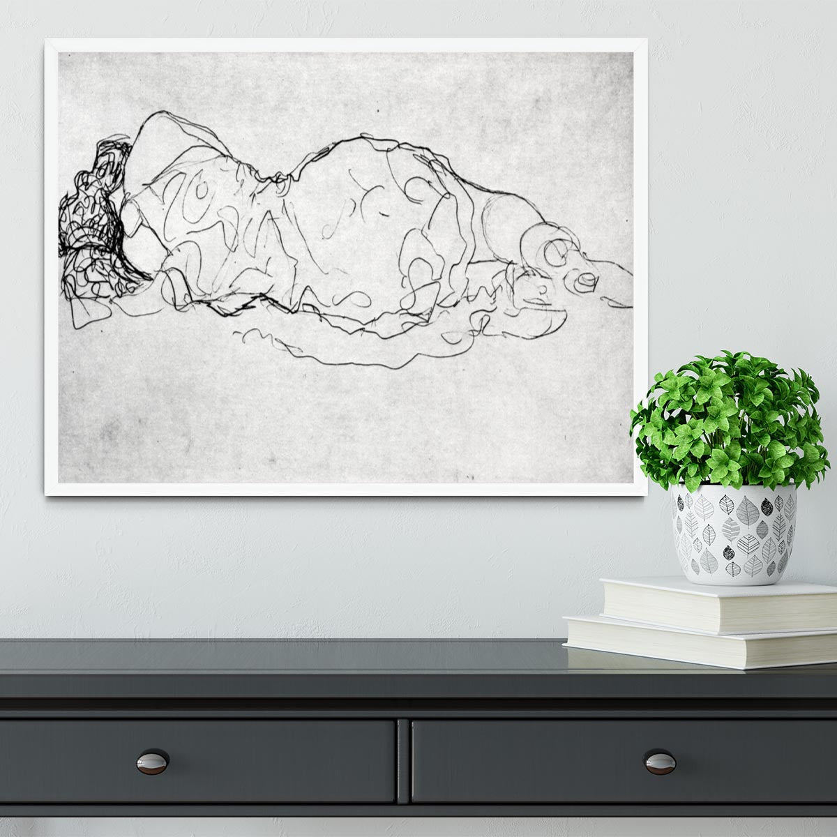 Liegende back figure by Klimt Framed Print - Canvas Art Rocks -6