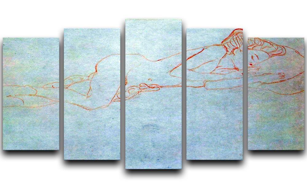 Liegender female nude by Klimt 5 Split Panel Canvas  - Canvas Art Rocks - 1
