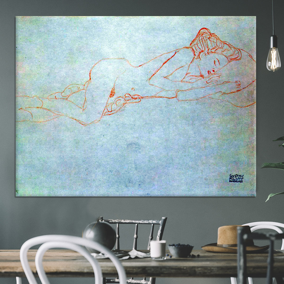 Liegender female nude by Klimt Canvas Print or Poster - Canvas Art Rocks - 3