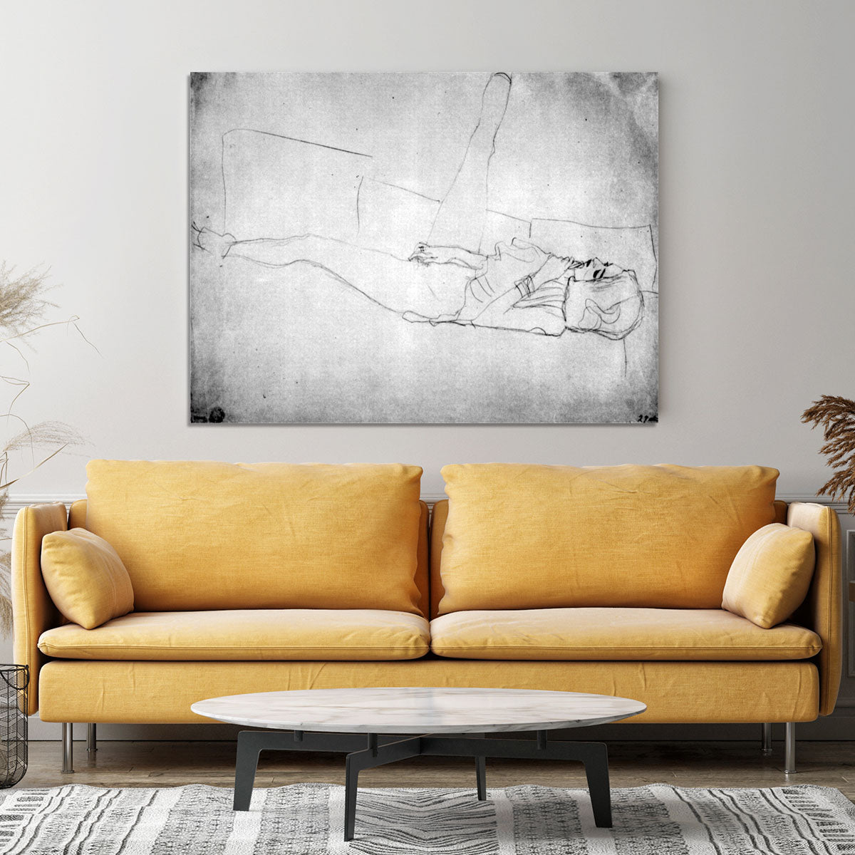 Liegender female with right leg by Klimt Canvas Print or Poster - Canvas Art Rocks - 4